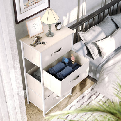 Modern 4/8/10-drawer Bedroom Fabric Dresser Storage Tower with Wood Top