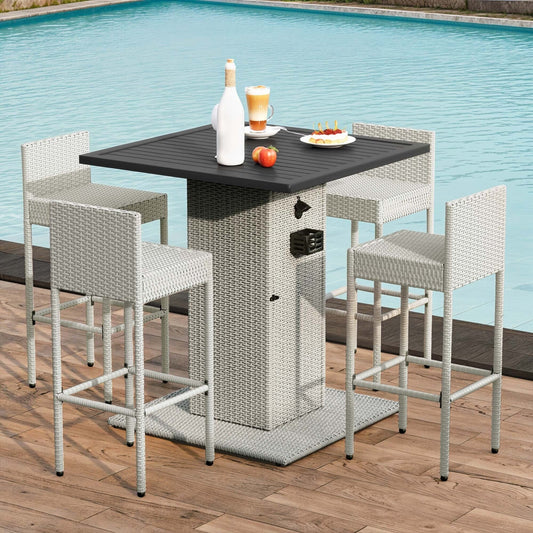 Moasis 5-Piece Wicker Patio Bar Set - 5 Pcs