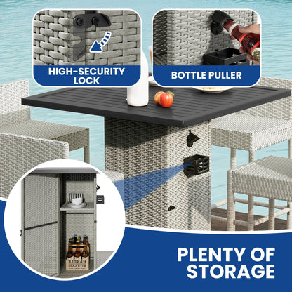 Moasis 5-Piece Wicker Patio Bar Set - 5 Pcs