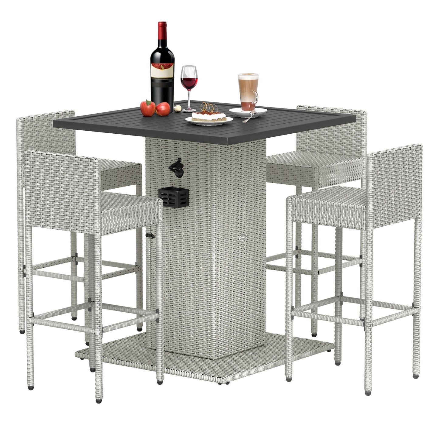 Moasis 5-Piece Wicker Patio Bar Set - 5 Pcs
