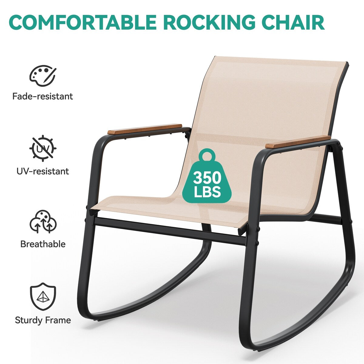 Moasis 3-piece Outdoor Rocking Chair Chat Set with Side Table
