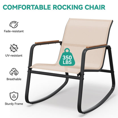 Moasis 3-piece Outdoor Rocking Chair Chat Set with Side Table