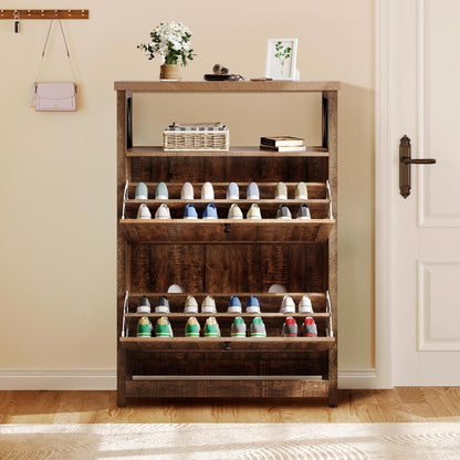 Moasis Shoe Storage Cabinet Organizer with 2 Compartments for Entryway Hallway