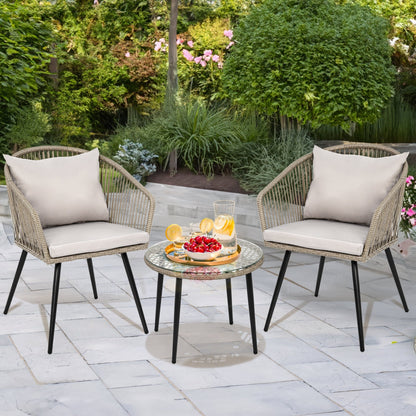 Moasis Wicker Bistro Set Outdoor Furniture - 3 Pcs