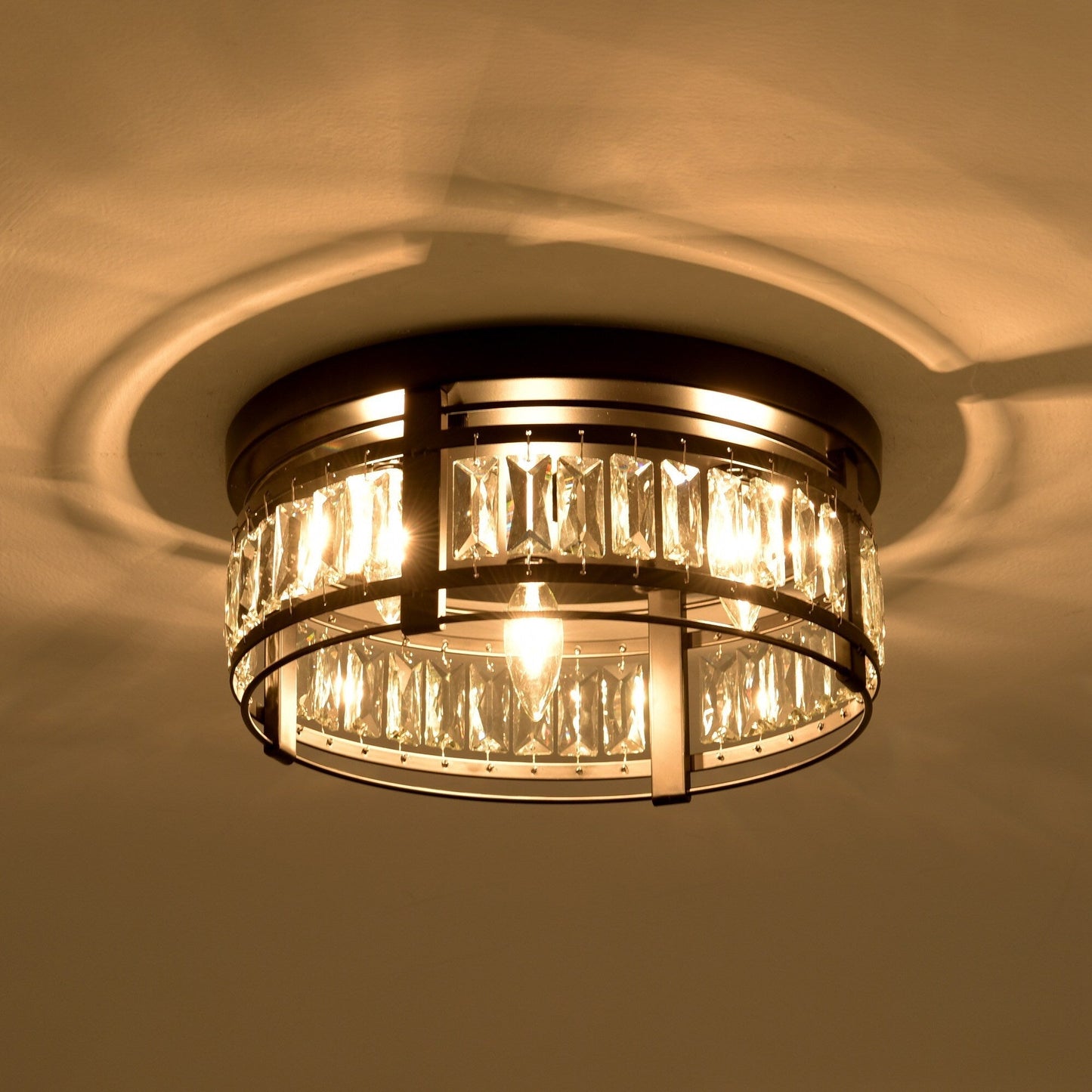 14-in Matte Black Industrial Flush Mount Ceiling Light