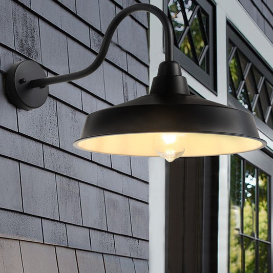 Modern 16 Inch Gooseneck Wall Mount Matte Black Barn Light Fixture