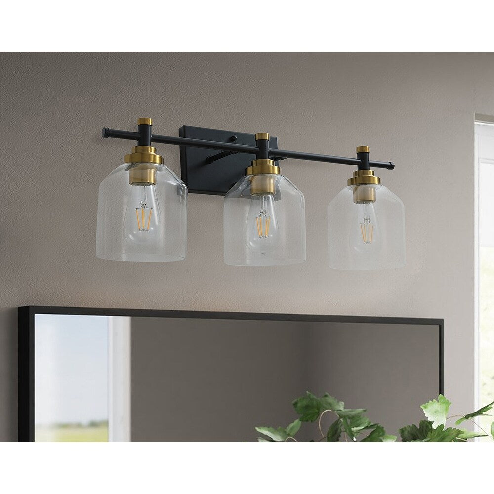 Modern 3-Light Transparent Glass Style Vanity Lighting Fixture