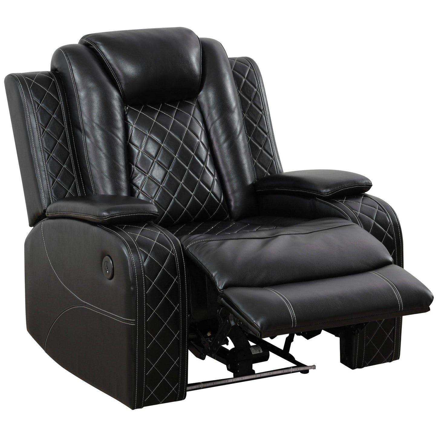 Modern 3-Piece Leather Recliner Sofa Set with LED, Wireless Charging