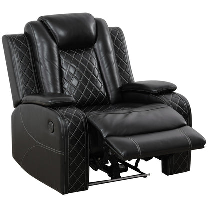 Modern 3-Piece Leather Recliner Sofa Set with LED, Wireless Charging