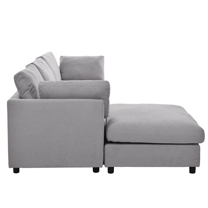 Modern 3-Seat Convertible Sectional Sofa Couch, Grey