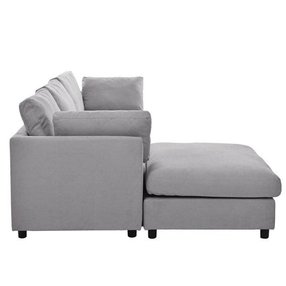 Modern 3-Seat Convertible Sectional Sofa Couch, Grey