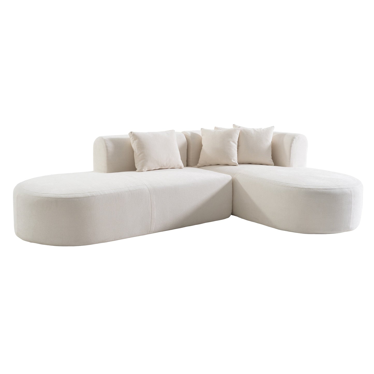 Modern 4-Seater Curved Sectional Sofa with 4 Plush Pillows for Living Room Bedroom