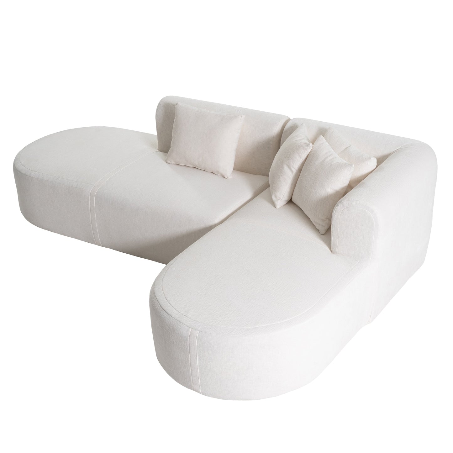 Modern 4-Seater Curved Sectional Sofa with 4 Plush Pillows for Living Room Bedroom