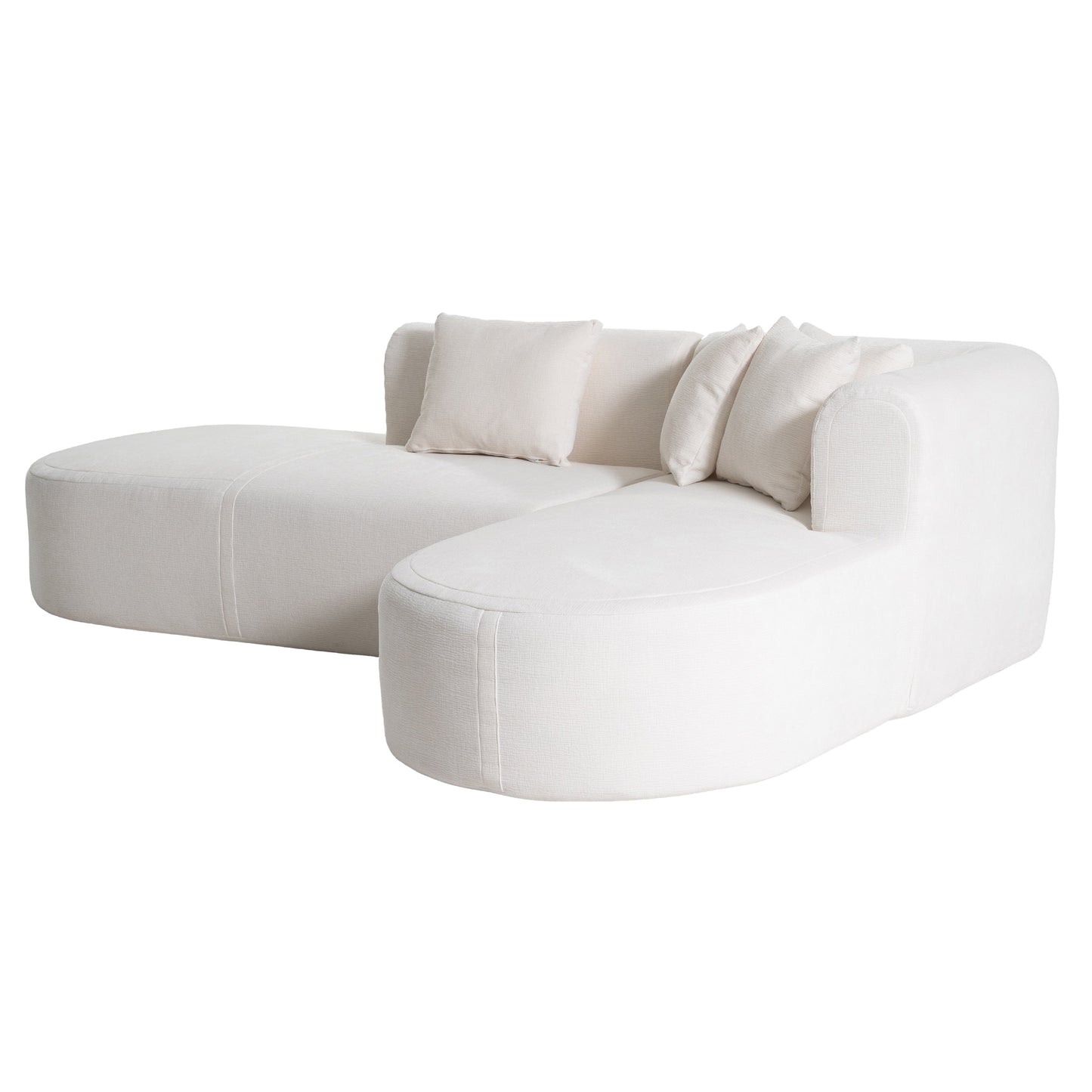 Modern 4-Seater Curved Sectional Sofa with 4 Plush Pillows for Living Room Bedroom