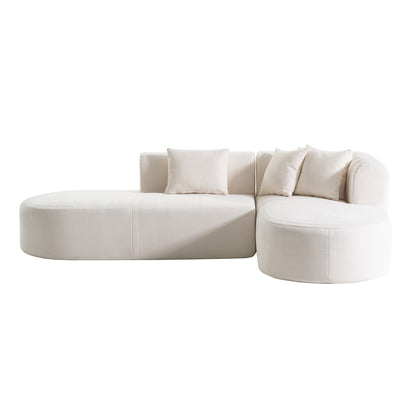 Modern 4-Seater Curved Sectional Sofa with 4 Plush Pillows for Living Room Bedroom