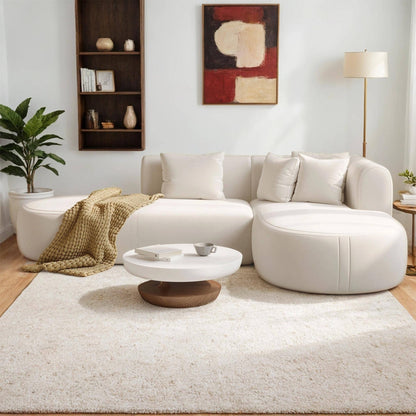Modern 4-Seater Curved Sectional Sofa with 4 Plush Pillows for Living Room Bedroom