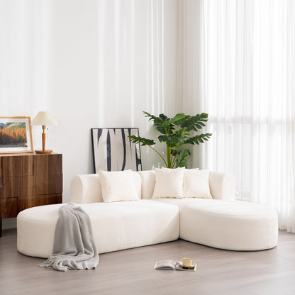 Modern 4-Seater Curved Sectional Sofa with 4 Plush Pillows for Living Room Bedroom