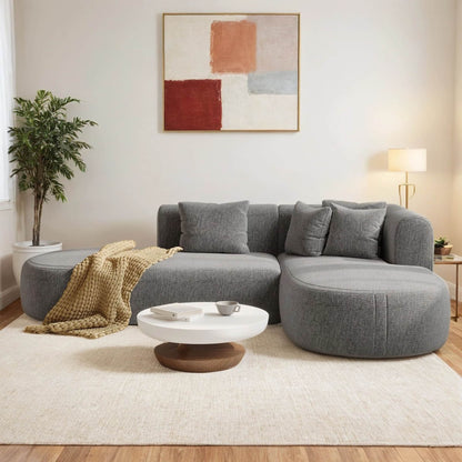 Modern 4-Seater Curved Sectional Sofa with 4 Plush Pillows for Living Room Bedroom