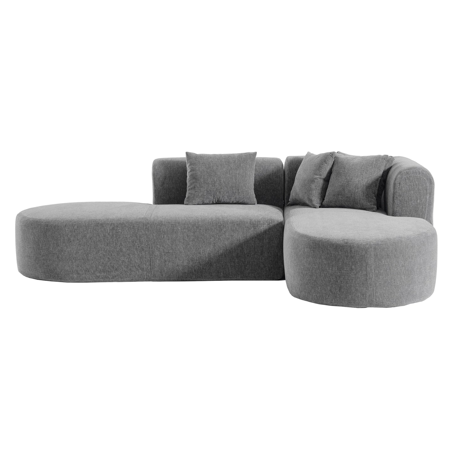 Modern 4-Seater Curved Sectional Sofa with 4 Plush Pillows for Living Room Bedroom
