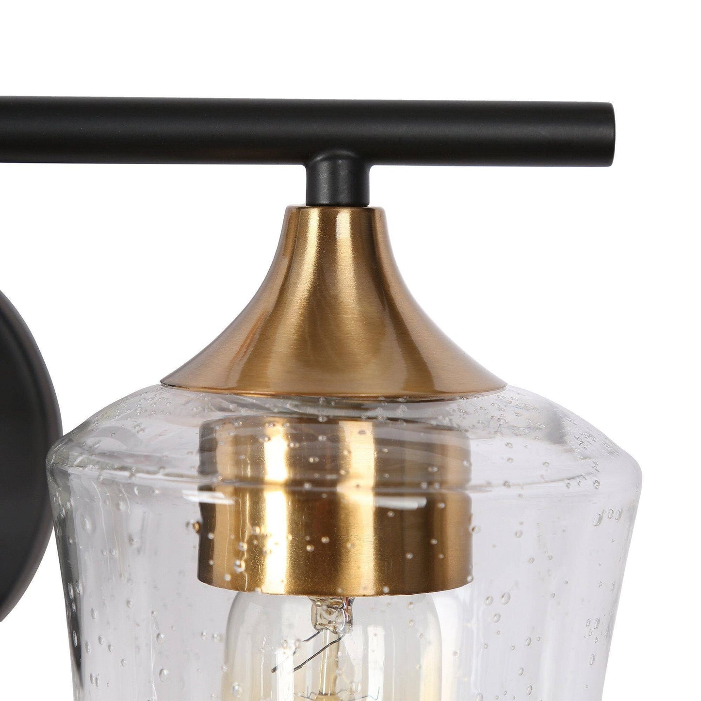 Modern Black Gold 2/3/4-Light Linear Bathroom Vanity Lights with Seeded Glass