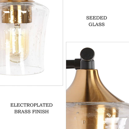 Modern Black Gold 2/3/4-Light Linear Bathroom Vanity Lights with Seeded Glass