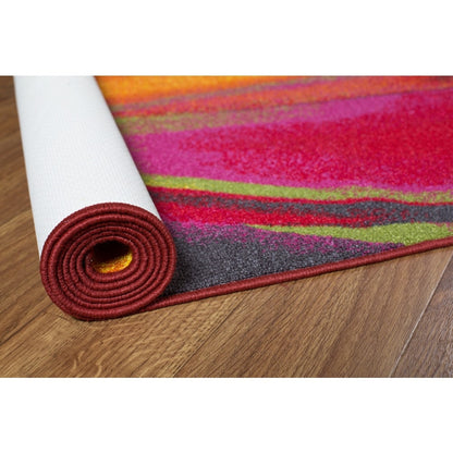 World Rug Gallery Modern Contemporary Waves Multicolored Non-slip Non-skid Area Rug