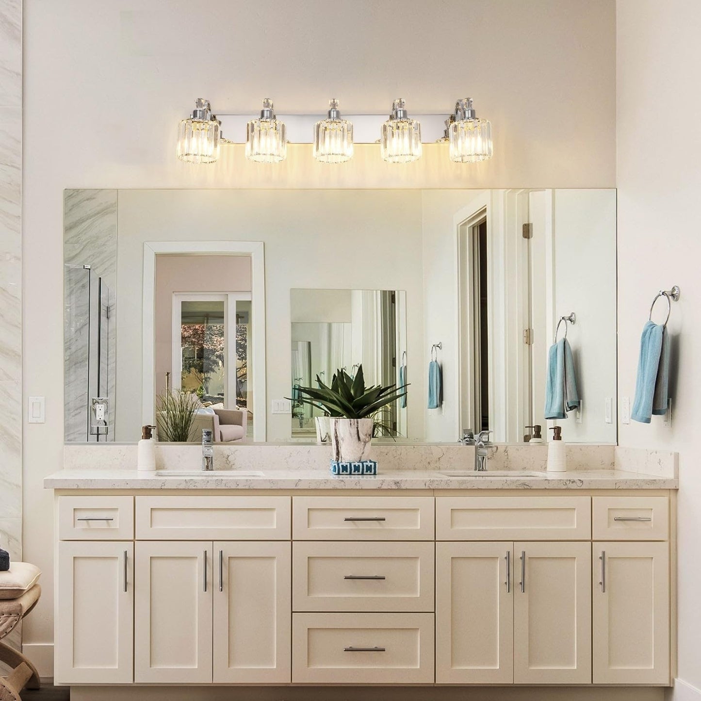 Modern Crystal Bathroom Vanity Lights Dimmable Wall Sconces
