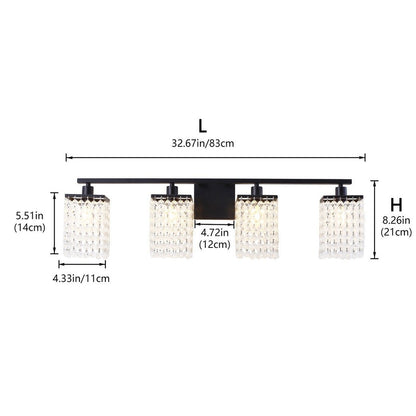 Modern Black Bathroom Vanity Light With Crystal Design