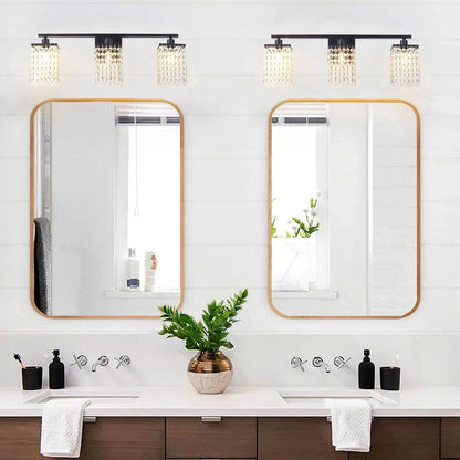 Modern Black Bathroom Vanity Light With Crystal Design