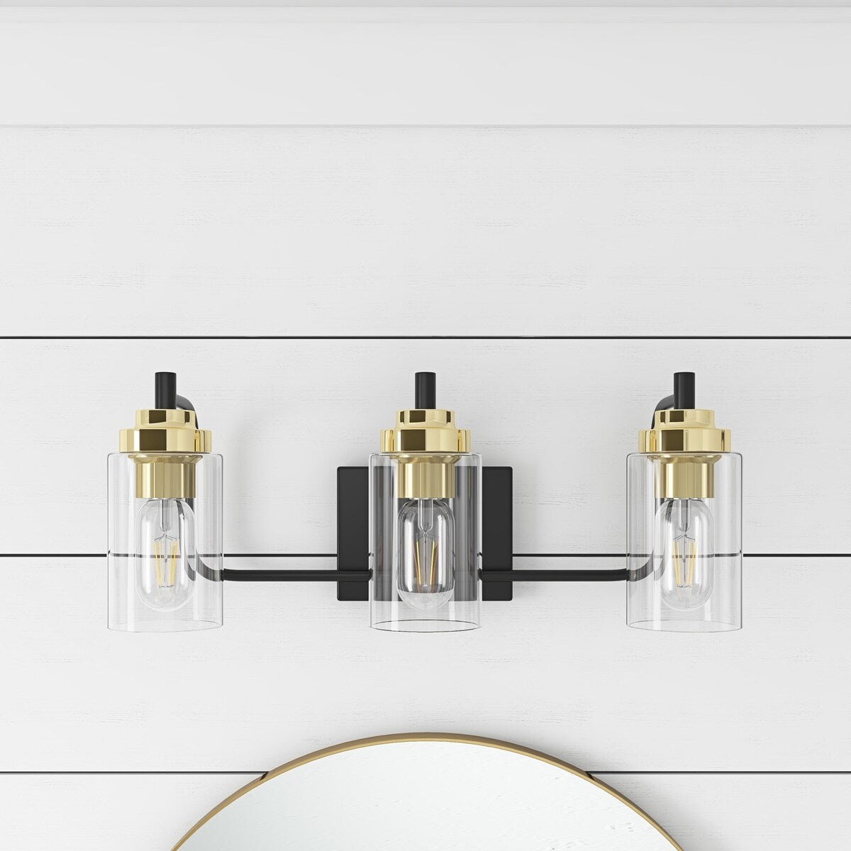 Modern Vanity Light Fixture with Cylinder Glass Shade