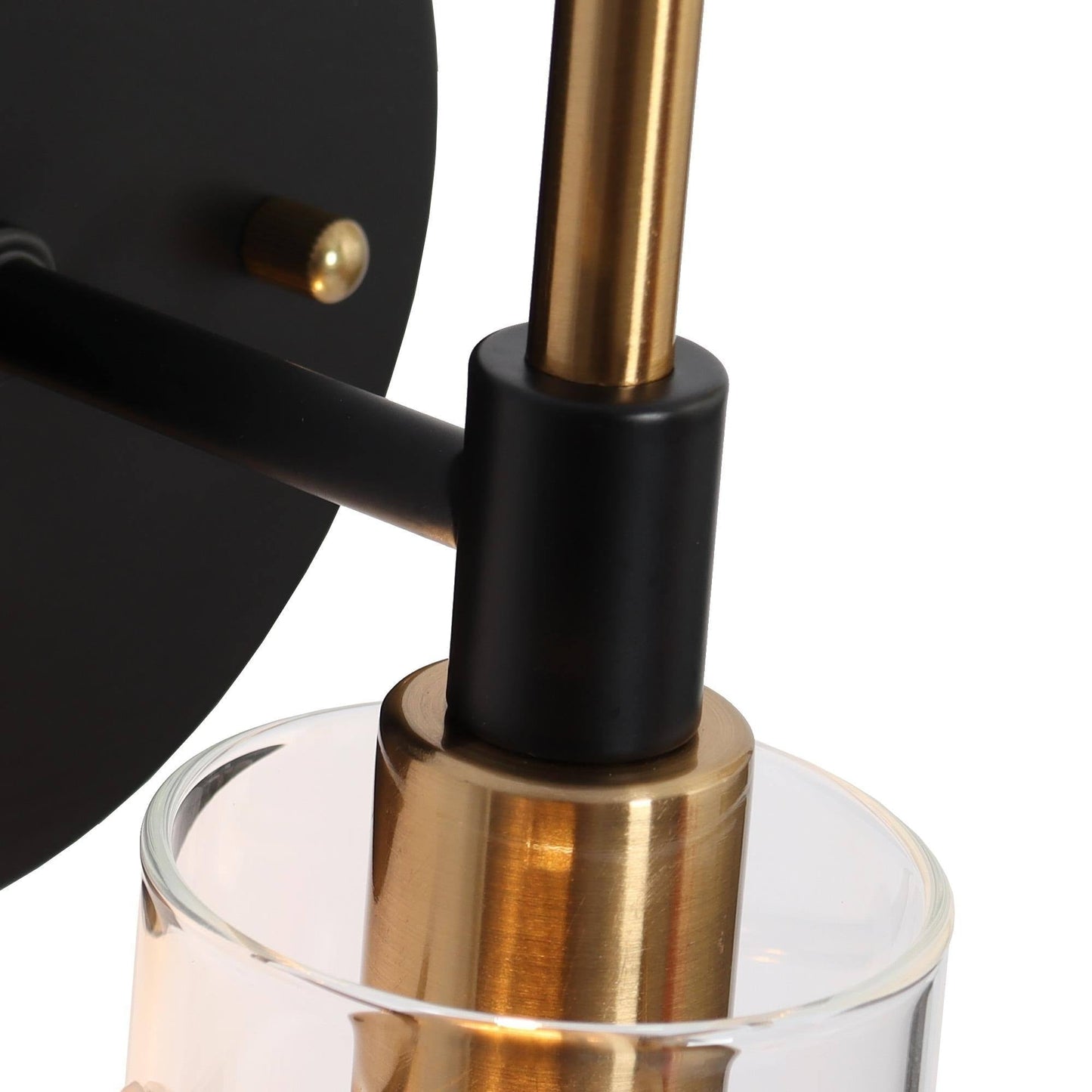 Modern Farmhouse 1-Light Black Gold Wall Sconce Light Fixture with Glass Shade