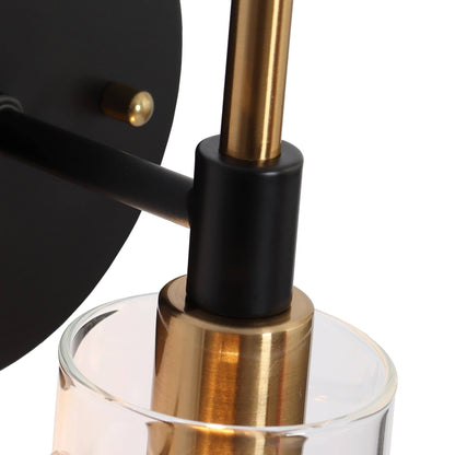 Modern Farmhouse 1-Light Black Gold Wall Sconce Light Fixture with Glass Shade