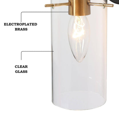 Modern Farmhouse 1-Light Black Gold Wall Sconce Light Fixture with Glass Shade