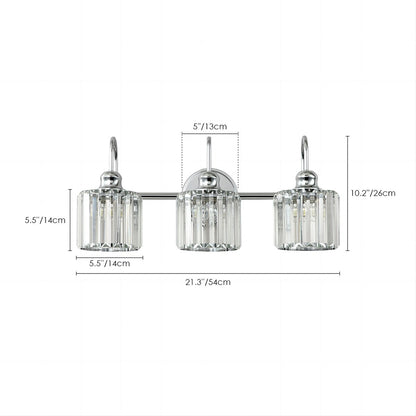 3/ 4-Light Modern Glam Crystal Dimmable Bathroom Vanity Light Linear Wall Light