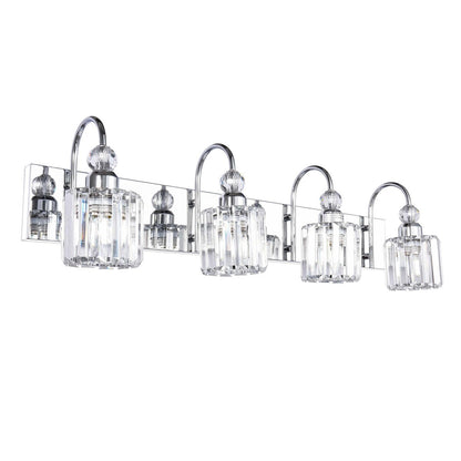 3/ 4-Light Modern Glam Crystal Dimmable Bathroom Vanity Light Linear Wall Light