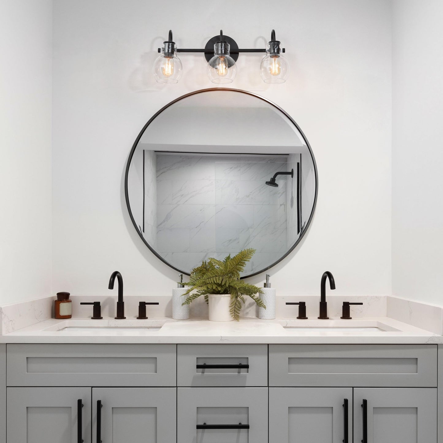 Modern Gold 3-Light Bathroom Vanity Light Orb Glass Wall Sconce
