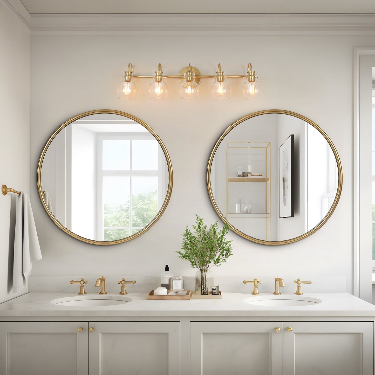 Modern Gold 3-Light Bathroom Vanity Light Orb Glass Wall Sconce
