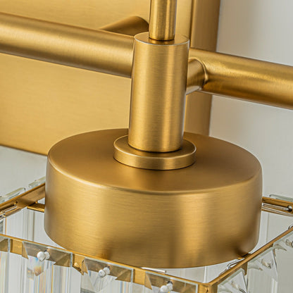 Modern Gold Dimmable Wall Light Glam Cylinder Bathroom Crystal Vanity Light Wall Sconces