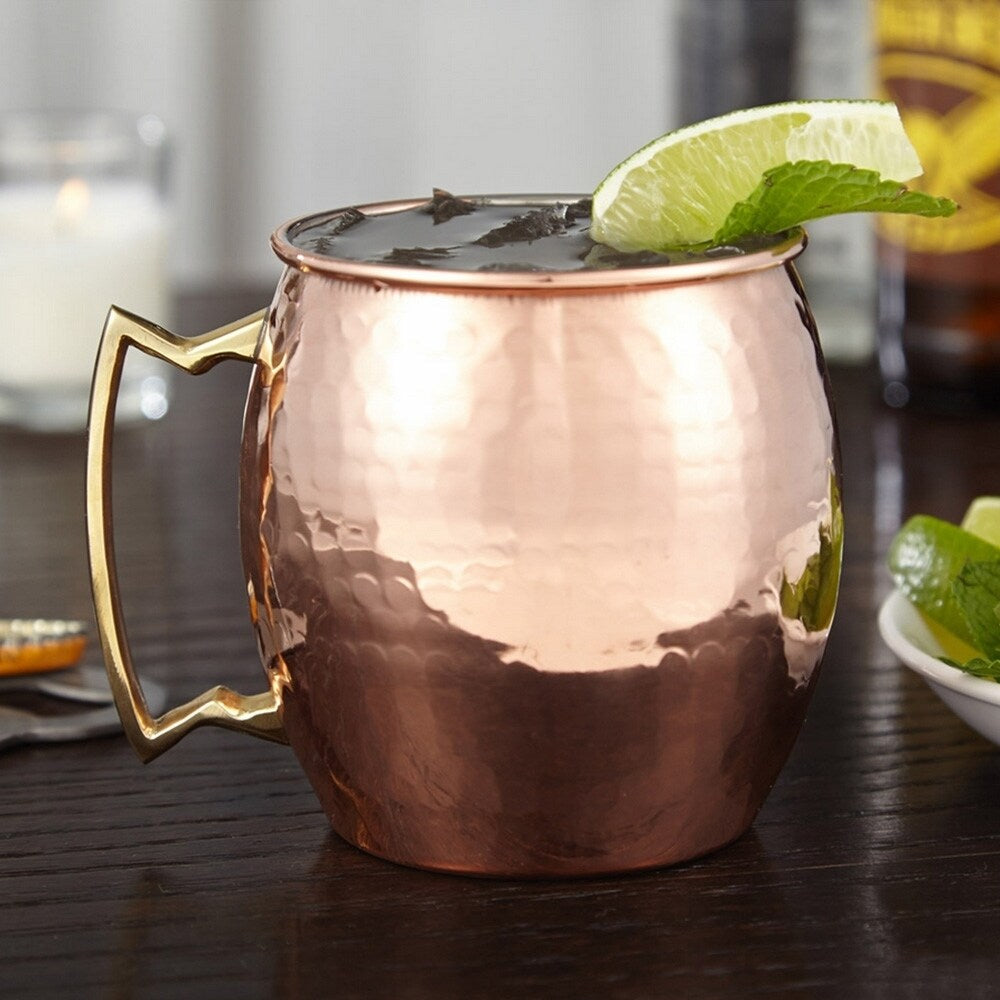 Modern Home Authentic 100 Percent Solid Copper Hammered Moscow Mule Mug
