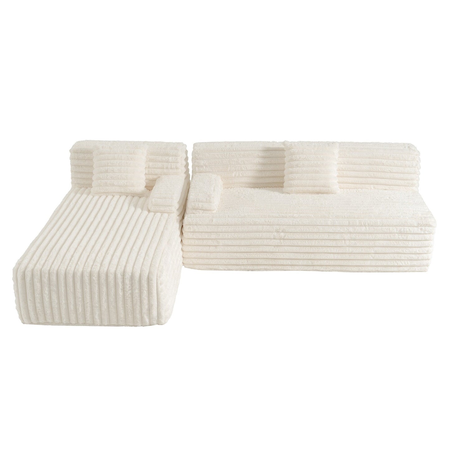 Modern Modular Cloud Sectional Sofa Free-Combined Couch with 2 Throw Pillows for Living Room