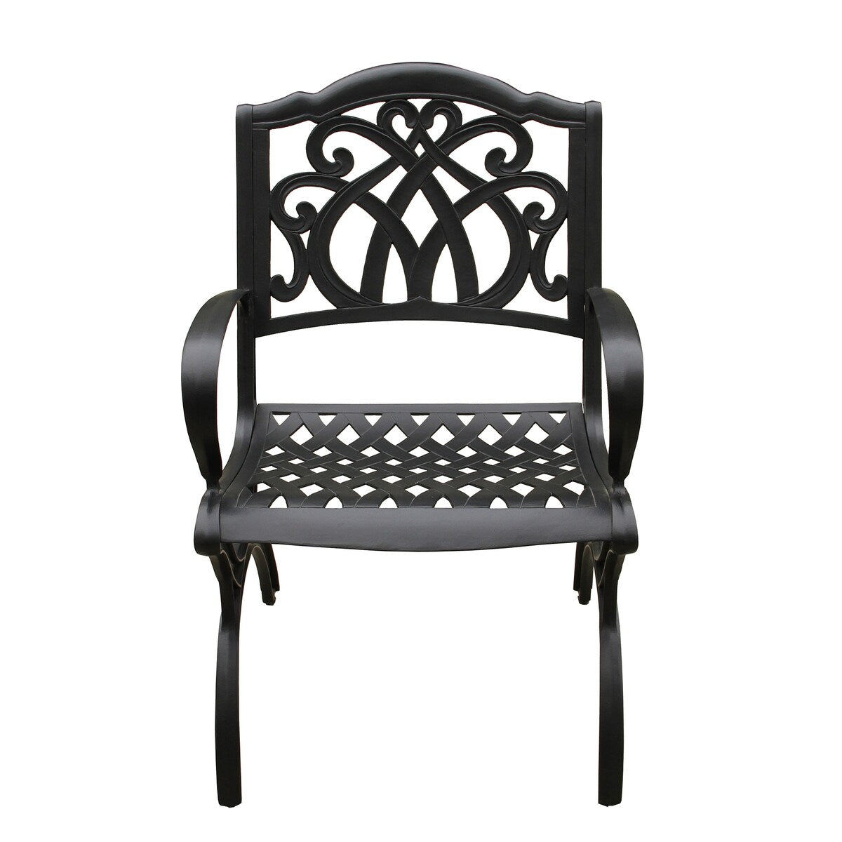 Modern Ornate Outdoor Mesh Aluminum 59-in Large Round Patio Dining Set with Lazy Susan and Six Chairs - N/A