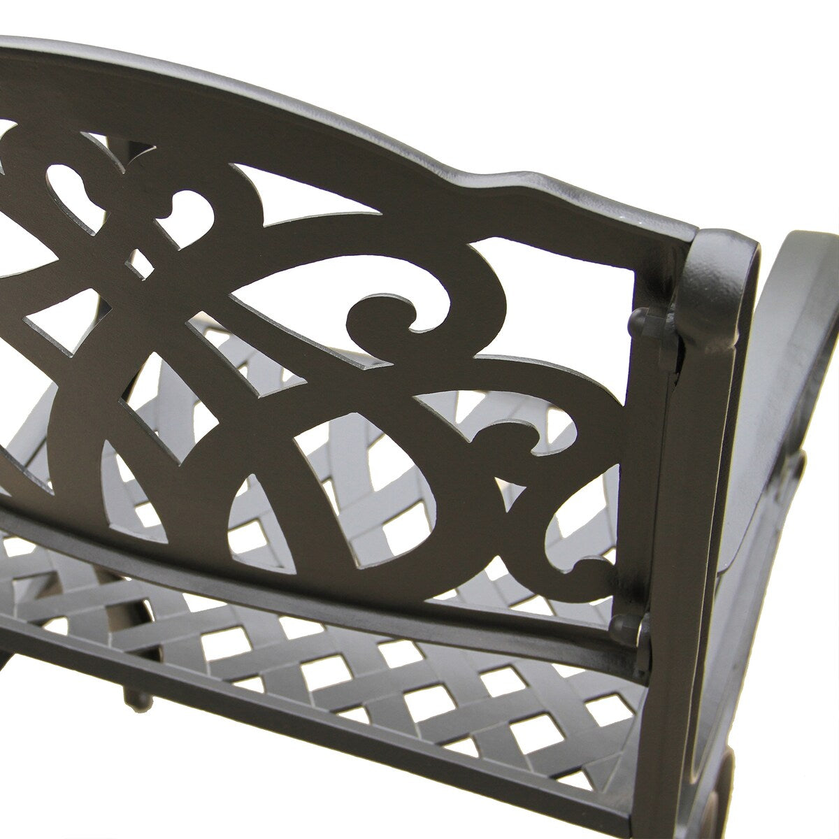 Modern Ornate Outdoor Mesh Aluminum 59-in Large Round Patio Dining Set with Lazy Susan and Six Chairs - N/A