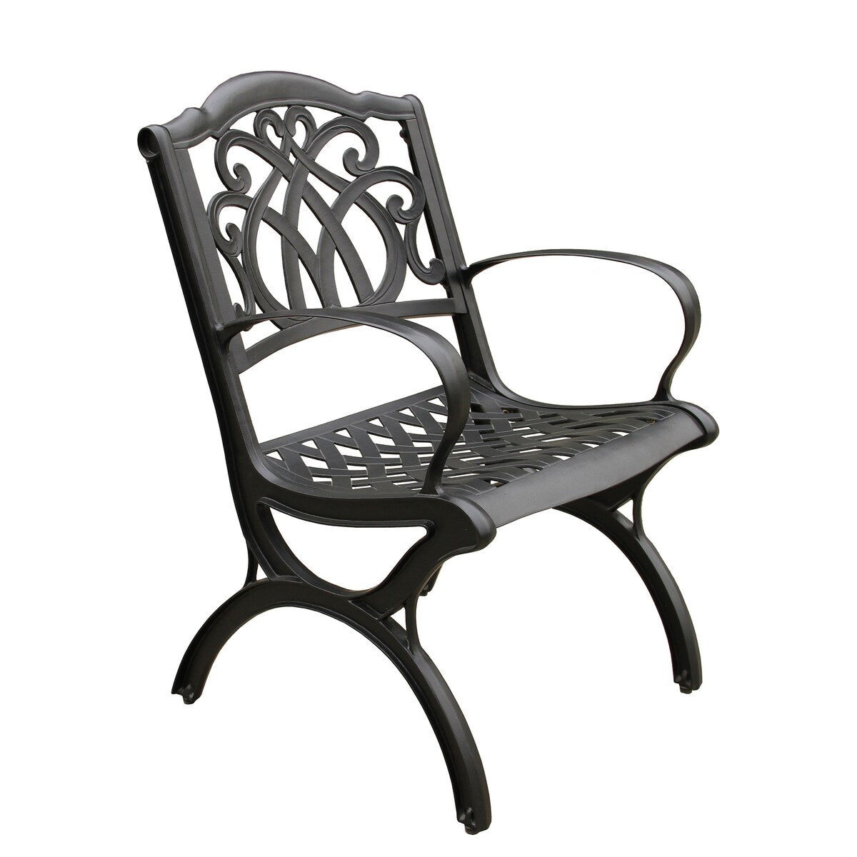 Modern Ornate Outdoor Mesh Aluminum 59-in Large Round Patio Dining Set with Lazy Susan and Six Chairs - N/A