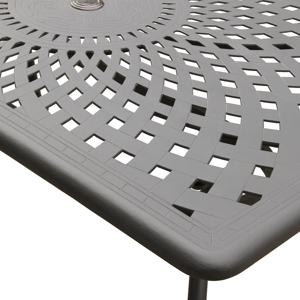 Modern Ornate Outdoor Mesh Aluminum 67-in Rectangular Patio Dining Set with Six Chairs - N/A
