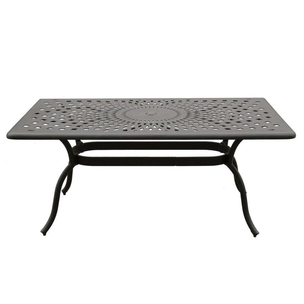 Modern Ornate Outdoor Mesh Aluminum 67-in Rectangular Patio Dining Set with Six Chairs - N/A