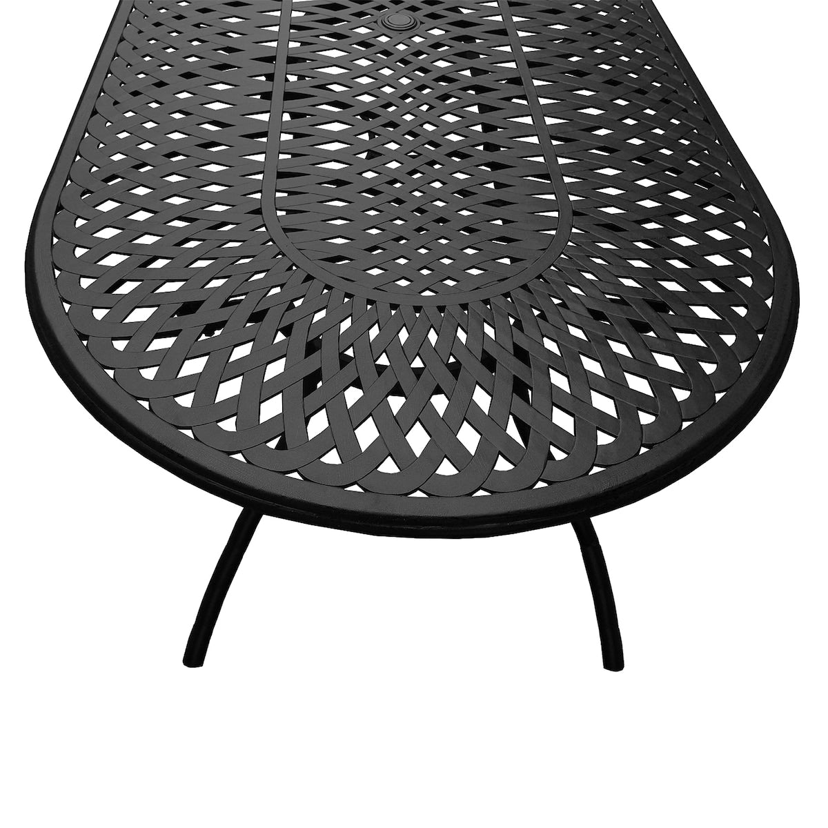 Modern Outdoor Mesh Lattice Aluminum 95-in Large Oval Patio Dining Set with Eight Arm Chairs - N/A