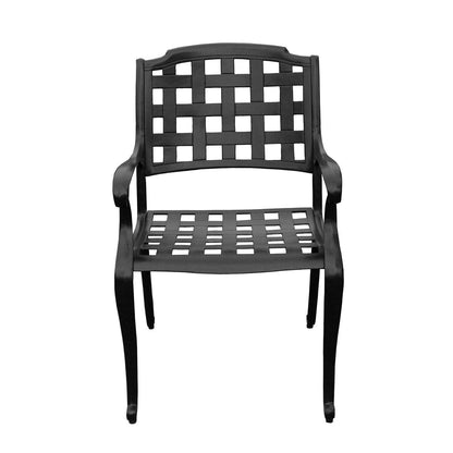 Modern Outdoor Mesh Lattice Aluminum 95-in Large Oval Patio Dining Set with Eight Arm Chairs - N/A