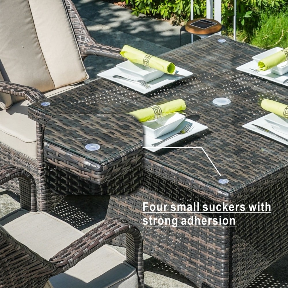 Modern Patio 5-piece Aluminum Wicker Dining Set with Square Glass Top Table and 4 Chairs