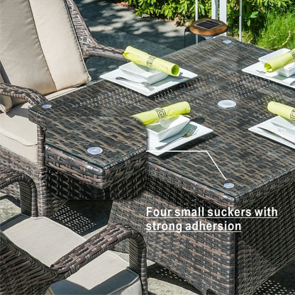 Modern Patio 5-piece Aluminum Wicker Dining Set with Square Glass Top Table and 4 Chairs
