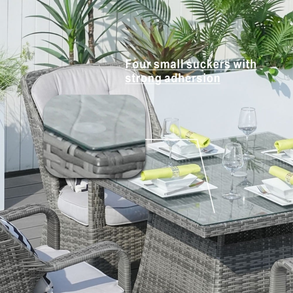 Modern Patio 5-piece Aluminum Wicker Dining Set with Square Glass Top Table and 4 Chairs